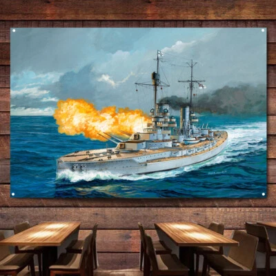German Battleship SMS Koenig Wall Art Poster Warship Military Flag Decor Banner - Image 1 of 4