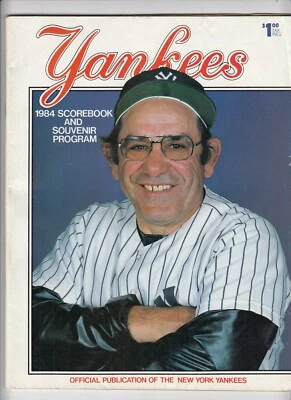 Vintage NY Yankees 1984 Scorebook/Program Yogi Berra on Cover Unmarked Lot B - Image 1 of 4