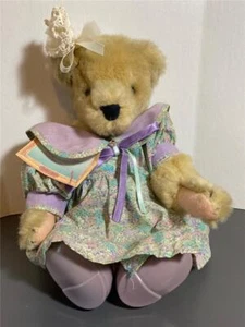 NABCO 1982 Fluffy Vanderbear Jointed Teddy Bear in Floral Dress & Very Clean - Picture 1 of 1