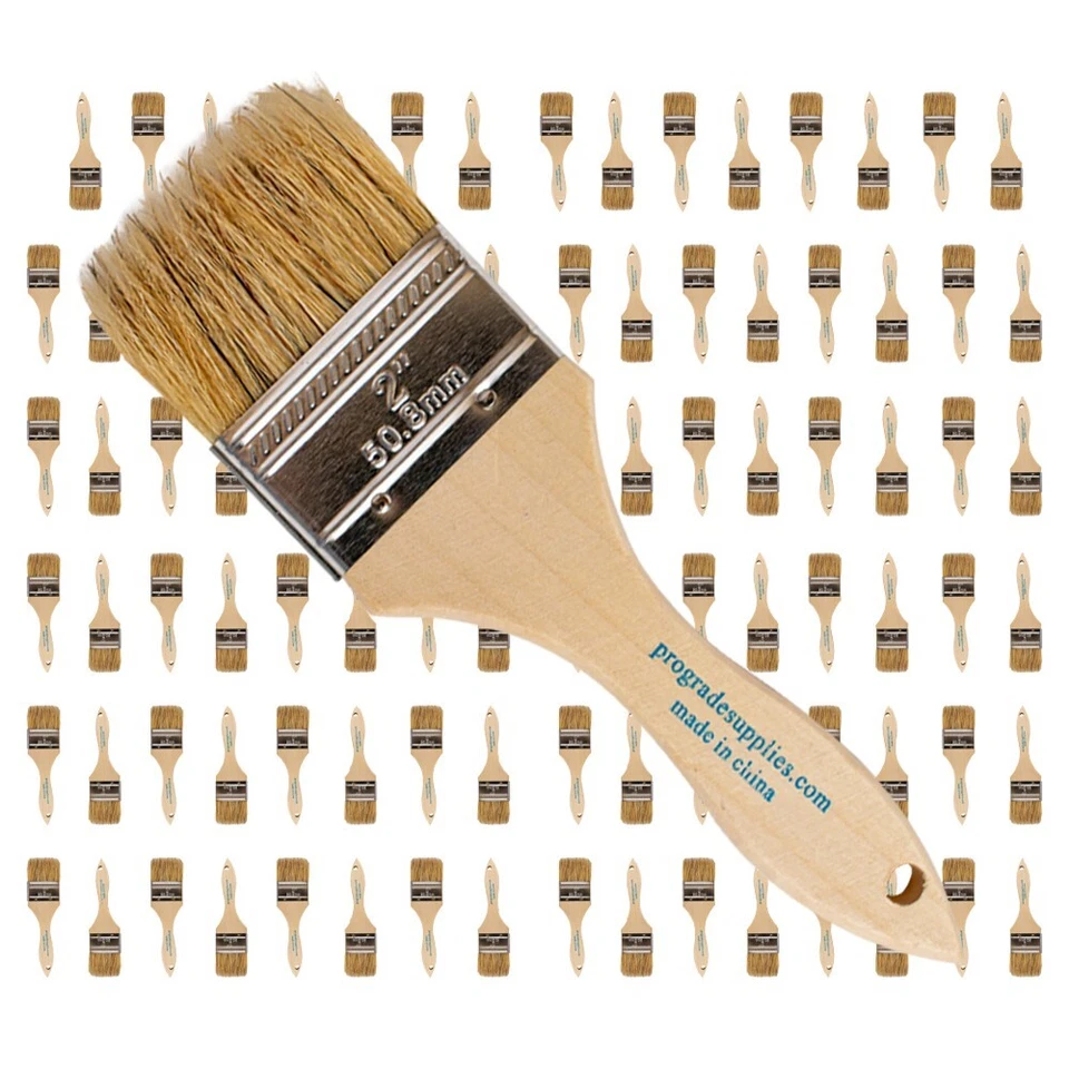 PROGRADE SUPPLIES 96 Pk- 2 inch Chip Paint Brushes for Paint, Stains,Varnishes,Glues,Gesso