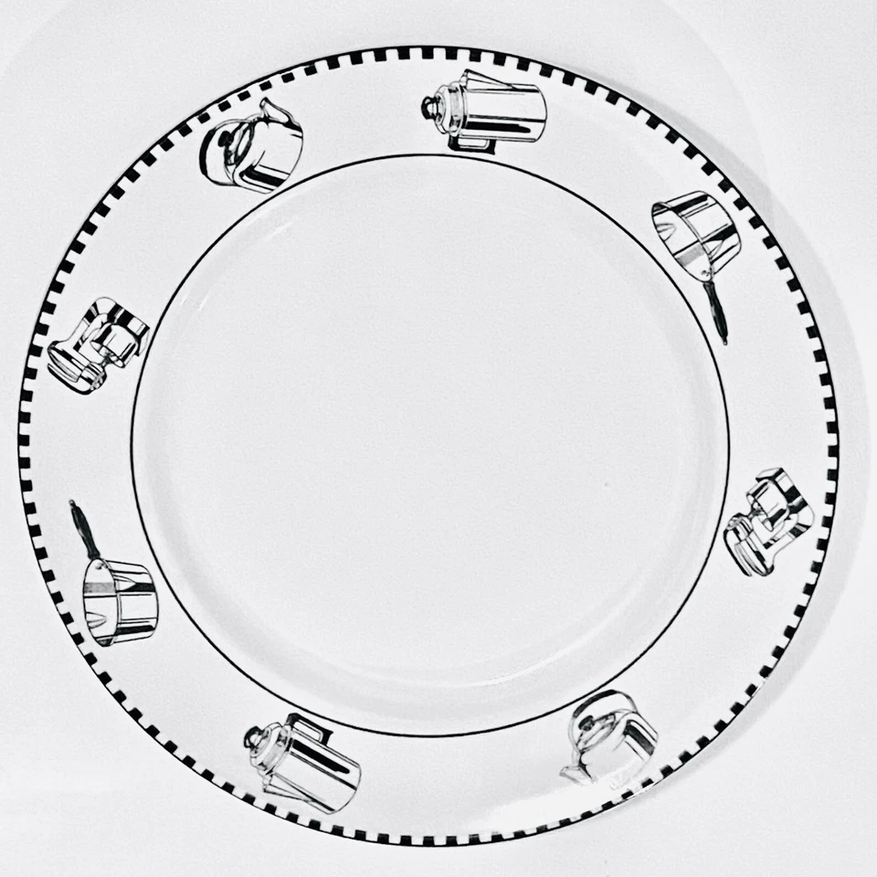 4 PLATOS DE CENA / ONEIDA Electrodoméstico Corona Rego porcelana fina / BLANCO negro Foto 1 de 4