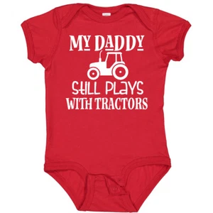 Inktastic Farmer My Daddy Still Plays With Tractors Baby Bodysuit Dad Funny Boys - Picture 1 of 28