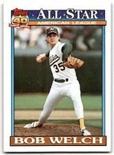 1991 Topps Baseball Card Bob Welch Oakland Athletics #394