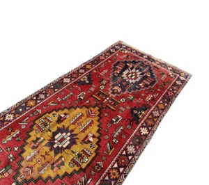 FINE VINTAGE HERIZ RUNNER HAND MADE PERSIAN WOOL RUG HALLWAY CARPET 11'2" x 3'9" - Picture 1 of 9