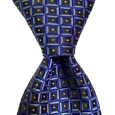 GEOFFREY BEENE Men's 100% Silk Necktie Designer Geometric Blue/Black/Gray EUC