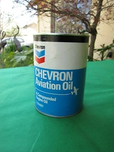 Aceite de aviación Chevron vintage nuevo en stock en lata de cartón original - Imagen 1 de 6