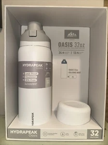 Nueva botella aislante Hydrapeak Oasis 32 OZ acero inoxidable blanco nieve - Imagen 1 de 6