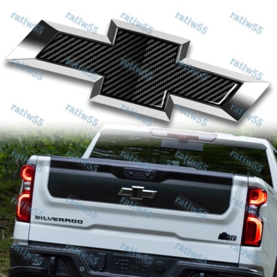 For 2022+ Chevrolet Refreshed Silverado 1500 Bowtie Tailgate Emblem Carbon Fiber - Image 1 of 4
