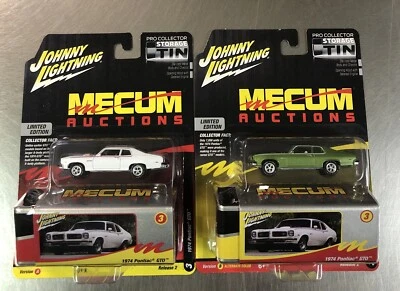 JOHNNY LIGHTNING MECUM 1974 PONTIAC GTO ( LOT OF 2 ) STORAGE TIN VERSIONS A & B - Image 1 of 4