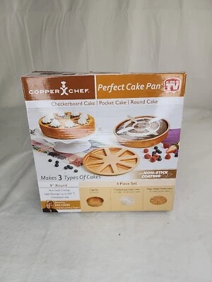 Медный шеф-повар идеальный торт сковорода 9»/делает 3 типа тортов/новый в состаренной коробке - Изображение 1 из 4