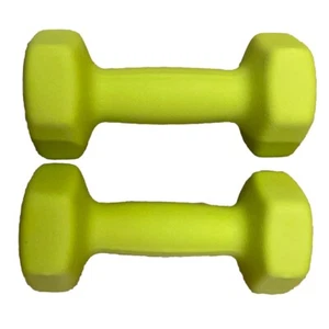 Set Of 2-5 Pound Easy Grip Workout Coated Dumbbell Green Amazon Basics New - Picture 1 of 5