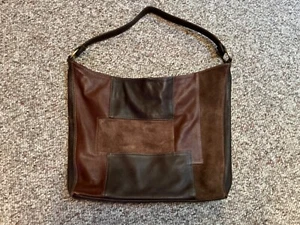 Marco Buggiani Leather & Suede Handbag Patchwork Italian Brown RARE X-LARGE HOBO - Picture 1 of 18