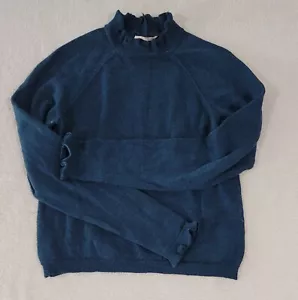 Free People Sweater Shirt Women's Small Merino Wool Blue Green Pullover Mock FC - Picture 1 of 5