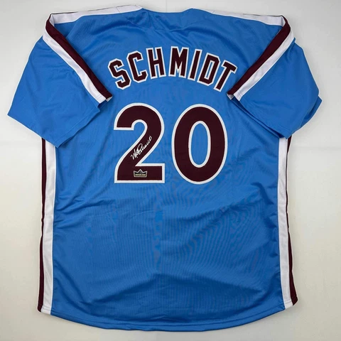 Facsimile Autographed Mike Schmidt Philadelphia Blue Reprint Auto Jersey XL Cover