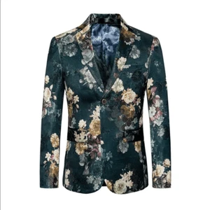 Men’s Jacquard Single Breasted Slim Fit Suit Blazer Prom Party Size 32 NWT - Picture 1 of 15