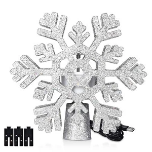 Árbol de Navidad Topper Estrella 3D Plata Copo de Nieve Giratorio Proyector Decoración - Imagen 1 de 12
