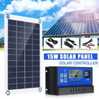 15W Solar Panel Kit 12V+ Battery 30A Charger Controller Set For Car RV Caravan