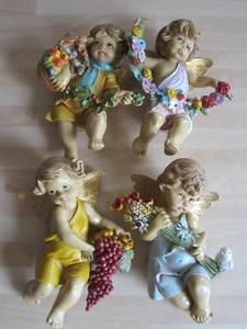 4Stk Engel Putten "Die vier Jahreszeiten" 14x9cm je Hartgummi handbemalt - Bild 1 von 1