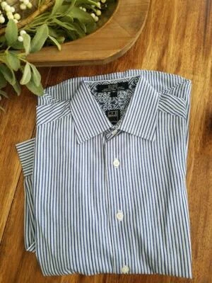 Camisa de vestir IKE BEHAR Designer $75 azul blanco con botones top niños 10 elegante usada en excelente estado Foto 1 de 4