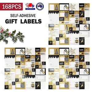 168pcs Christmas Stickers Self-adhesive Gift Name Tags Xmas Sealing Label Silver - Picture 1 of 8