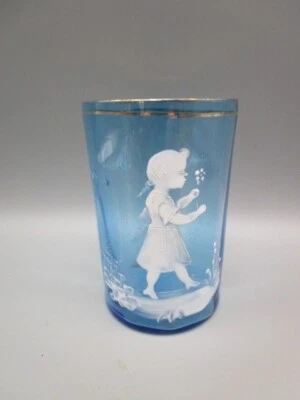 Verre émaillé ancien Mary Gregory - Photo 1/3