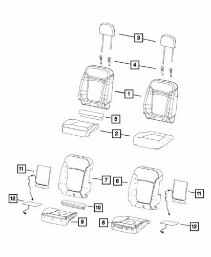 Cubierta trasera de asiento delantera derecha genuina Mopar 2016 Jeep Renegade 6DC73LXHAA Foto 1 de 1