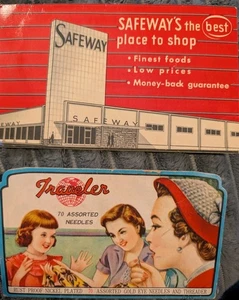 Vintage Traveler Needles Packat & Safeway sewing needles lot 2 pc - Picture 1 of 6