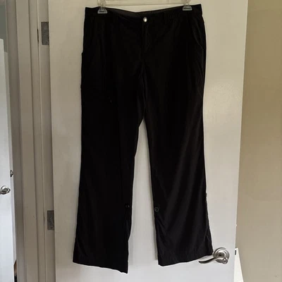 Eddie Bauer Sz 10 Roll Up Black Nylon Pants Hiking Fishing Quick Dry Travel - Image 1 of 4