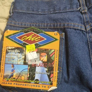 new Chic Jeans Women Size 12Pet Blue Denim 80s Jeans Vintage Made In USA NWT - Picture 1 of 14