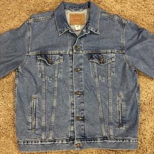 VTG Levis Relaxed Trucker Denim Jean Jacket 70507-0389 Sz XL Texas Flag ON Back - Picture 1 of 24