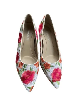Zapatos para mujer Aerosoles Drama Club blancos florales bordados lentejuelas talla 10,5 M Foto 1 de 4
