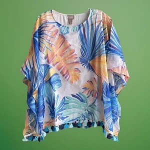 Nuevo con etiquetas Chico’s Ligero Jungle Palm Borla Jayma Talla 2 Kimono 2 Piezas Top - Imagen 1 de 6