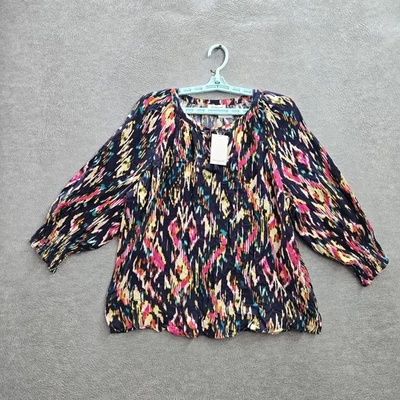 Blusa pulóver Westbound para mujer PL azul marino geométrica cuello redondo nueva con etiquetas Foto 1 de 4