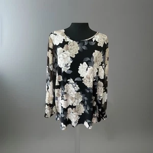 Calvin Klein Womans Plus Long Sheer Sleeves Floral Blouse SZ 1X - Picture 1 of 12