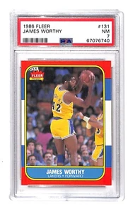 1986 Fleer #131 James Worthy PSA 7 NM Rookie RC - Picture 1 of 2