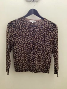 Ladies L.K Bennett Brown Animal Print 100% Wool Cardigan, UK Size S, Good Condit - Picture 1 of 5