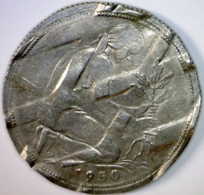 1950 ERROR WAFFLED German 50 Pfennig Coin Fifty Cent Germany Waffle LOT #2 NR - Image 1 of 2