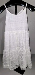 Adorable Girl's Crystal Doll Size XL Ivory Lace Crochet Dress Sleeveless - Picture 1 of 12