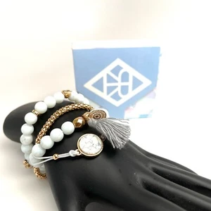 Amelia Rue Cora 4 Piece Bracelet Set Blue & Gold NEW IN BOX - Picture 1 of 11