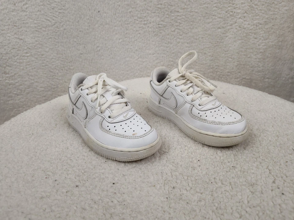 Nike Air Force Boys Sneakers 11C White Leather Lace Up Low Top Casual Fit Shoes - Image 1 of 4