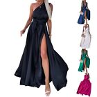 Elegant Sleeveless Split Front Maxi Party Dress for Women with Lace Up Detail
