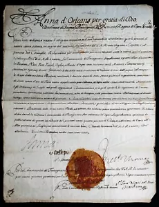 Antique Historic Document Anna Marie, daughter of King Charles I, England 1709 - Picture 1 of 10