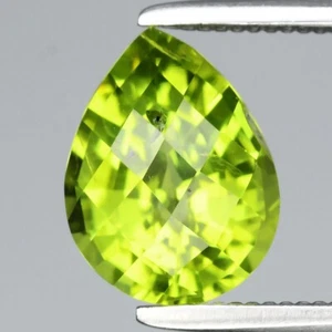 💎 1.45ct 8.5x6.5mm VS Pear Natural Green Peridot - Untreated Myanmar Gemstone - Imagen 1 de 4