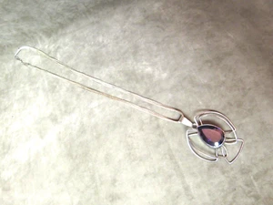 Heishi Liquid Silver 10 Strand Necklace Huge Amethyst Sterling Angel Medallion - Picture 1 of 9
