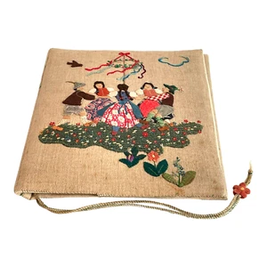 Cubierta de libro álbum de arte popular tela bordada bailarines Maypole del Primero de Mayo de colección - Imagen 1 de 6