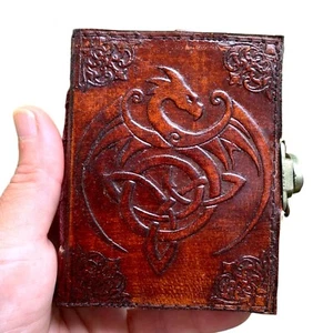 Witchy Book of Shadows Red Dragon Grimoire Handmade Leather Journal Spell Book - Picture 1 of 7