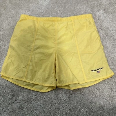 Bermuda de natação masculina vintage polo esporte Ralph Lauren amarela tamanho grande - Imagem 1 de 4