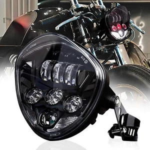 Faro LED de 7" haz Hi-LO negro para motocicleta para Harley Davidson Dyna Cafe Racer - Imagen 1 de 10