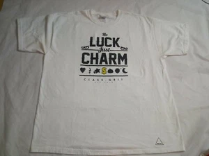 Vintage NO LUCK JUST CHARM T-shirt Size XL White - Picture 1 of 7