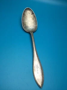 1847 Rogers Bros A1 Vesta Beaded Table Spoon 7"  Silverplate Monogram ORR - Picture 1 of 7